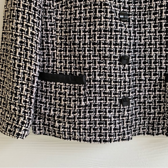 Pendleton Silk Tweed Boucle blazer Lady Jacket lined pockets 12 Leather Trim - Picture 3 of 12